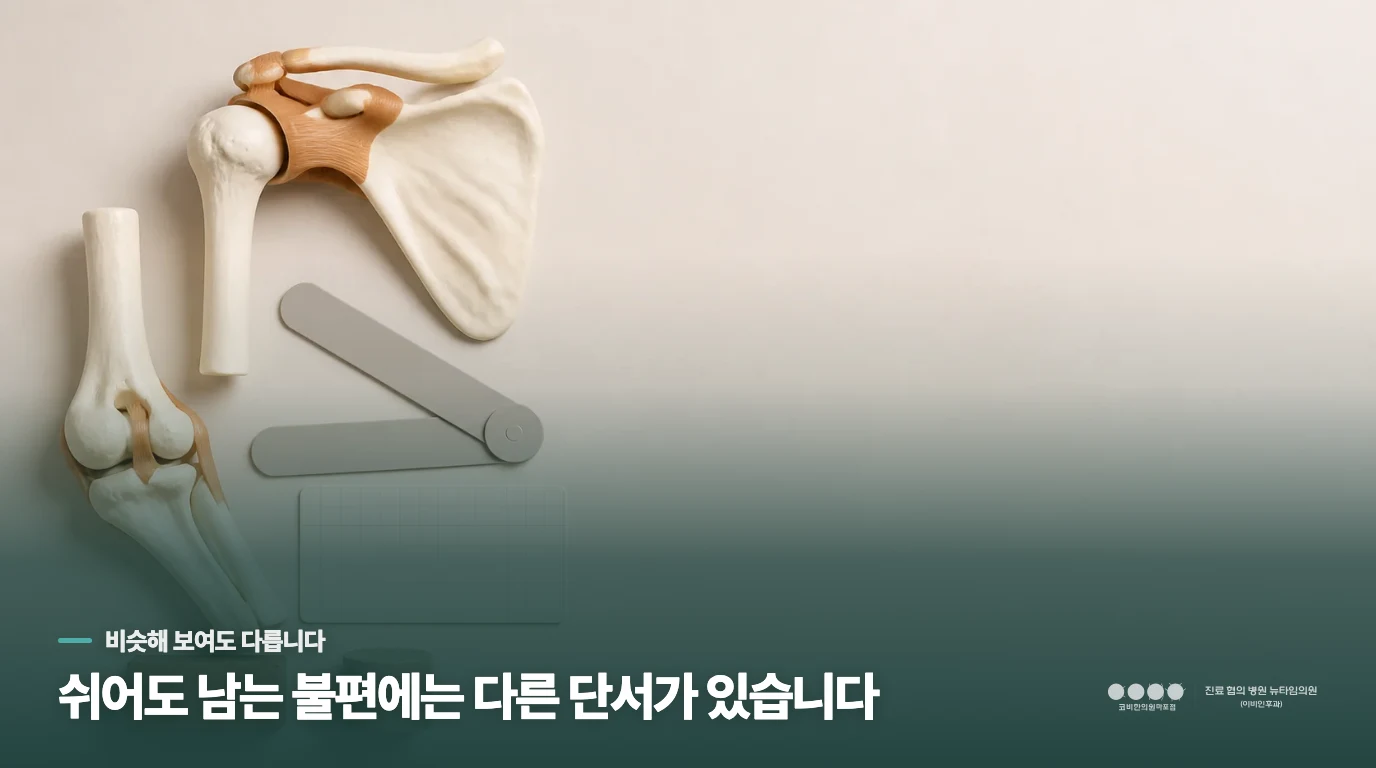 팔을 특정 각도로 올릴 때만 찌릿한데 이것도 오십견인가요, 왜 이런 차이가 생길까요?