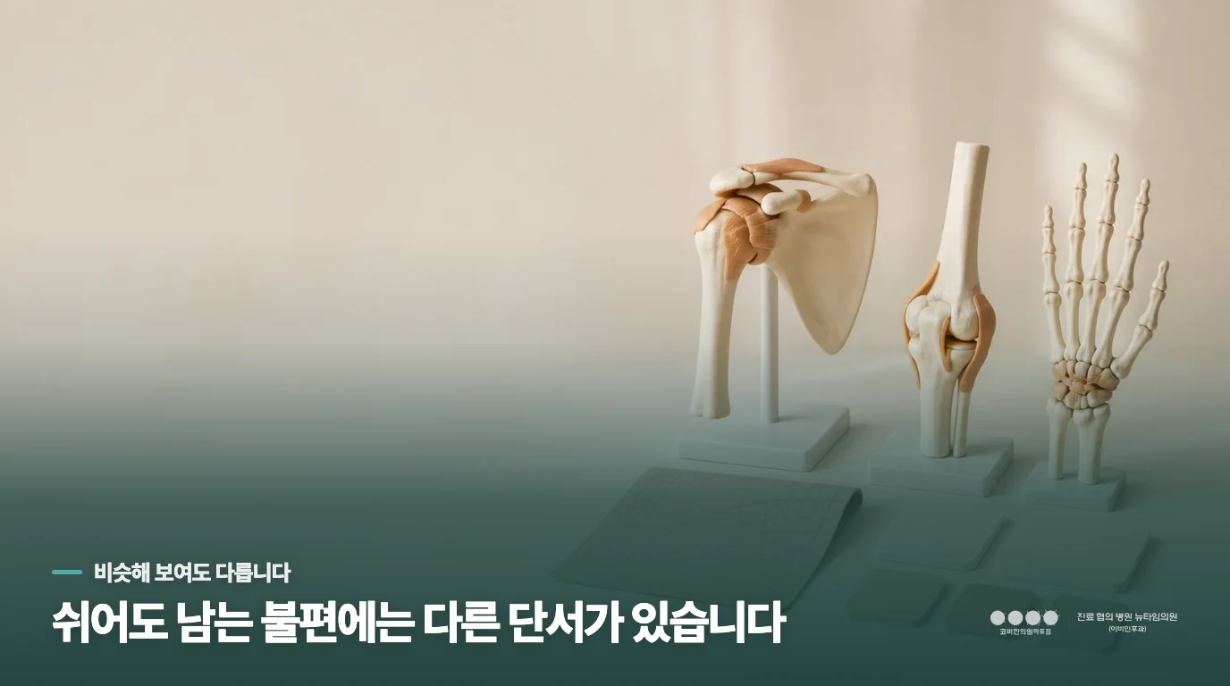 단순한 근육통인지 아니면 관절이 굳은 것인지 어떻게 구분하나요?