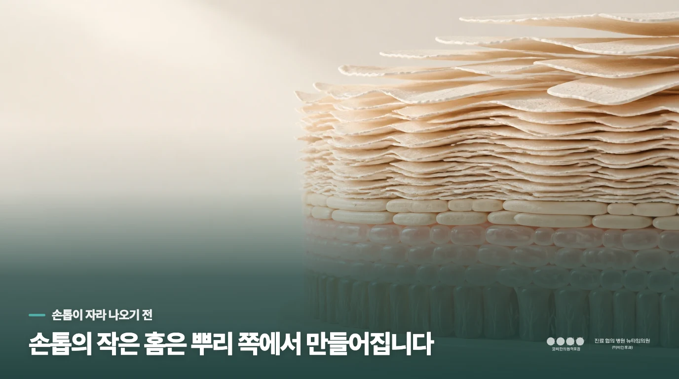 손톱의 작은 홈은 뿌리 쪽에서 만들어집니다