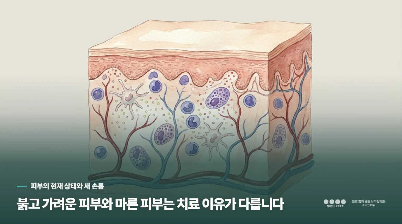 붉고 가려운 피부와 마른 피부는 치료 이유가 다릅니다