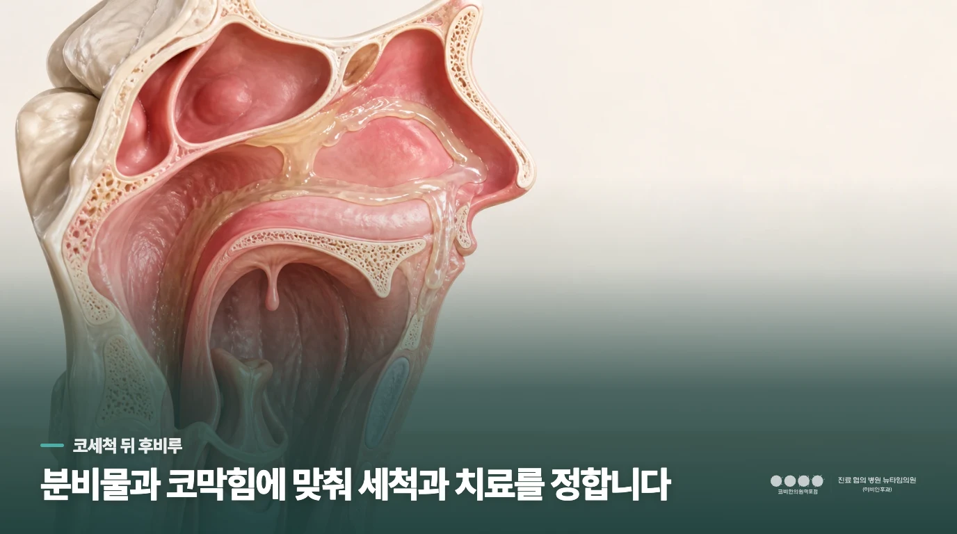 분비물과 코막힘에 맞춰 세척과 치료를 정합니다