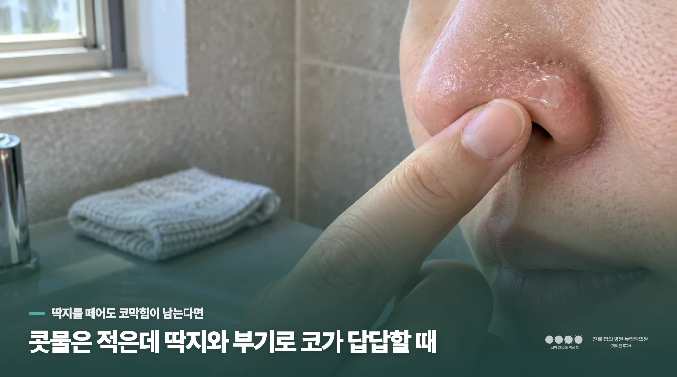 콧물은 적은데 딱지와 부기로 코가 답답할 때